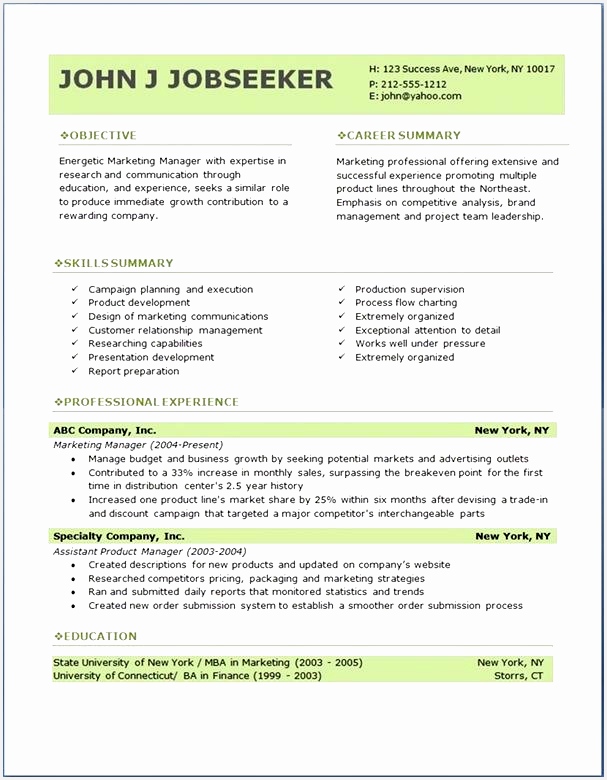 Download resume template for word